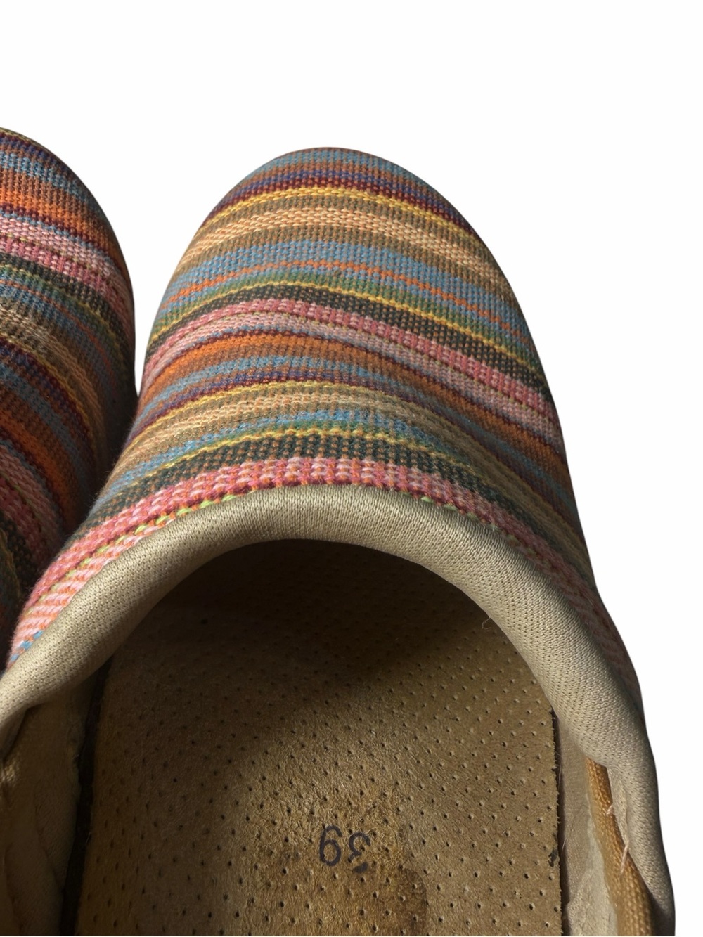 Dansko Slip On Shoes Jute Pro Weave Vegan Clog Rainbow Multi Stripe Sz 39 Nurse - Picture 7 of 16